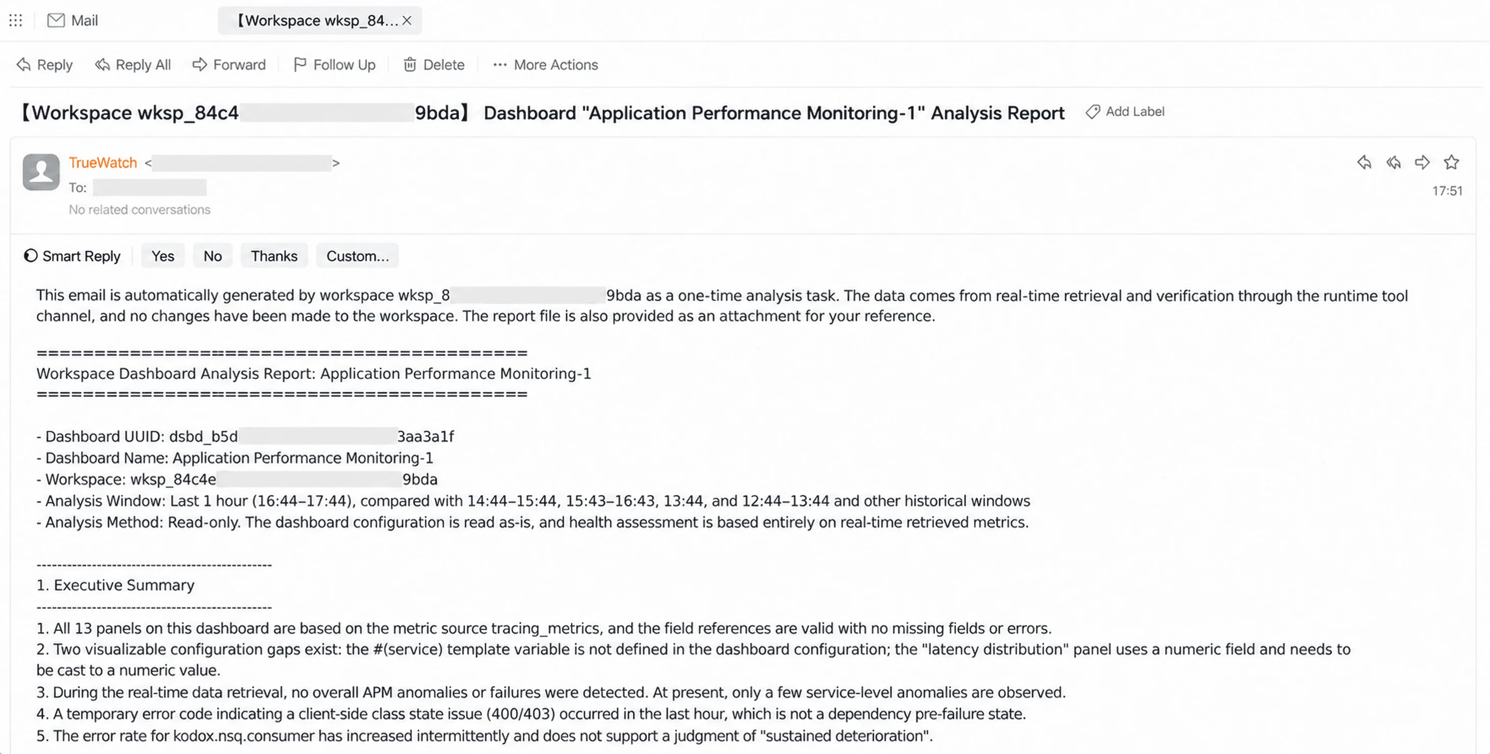 Agent notification email rendered from Markdown into formatted HTML with preserved heading hierarchy