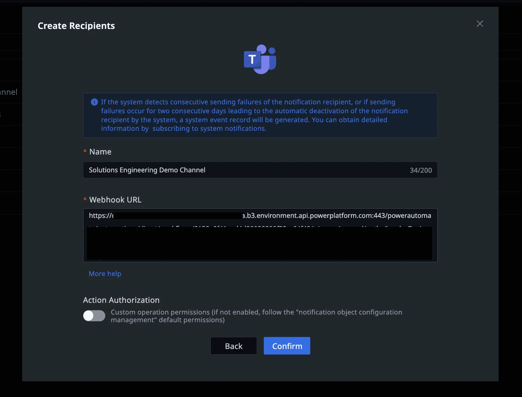 5 TrueWatch Configure Teams Webhook.png