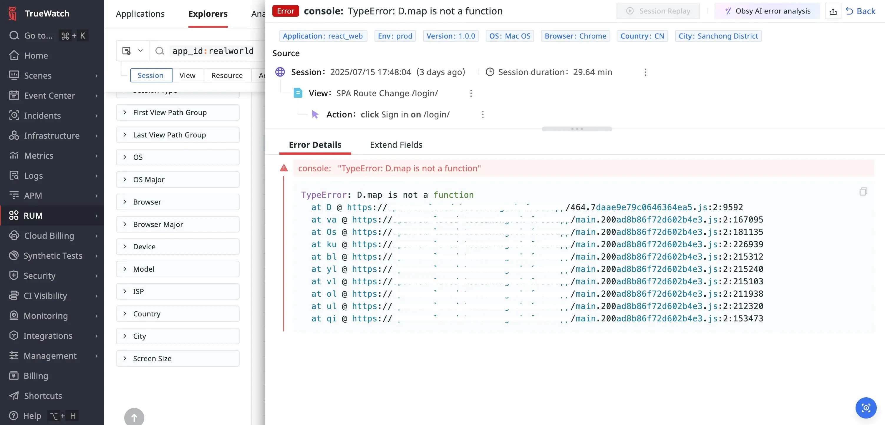 RUM Explorer Session Replay 3 JS Error Details .jpeg