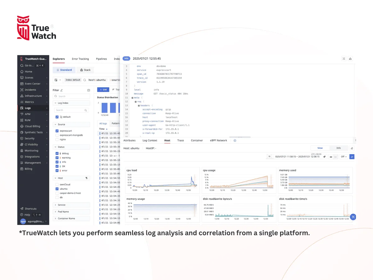 TrueWatch Log Management 101 Correlating Logs and Application Performance Management