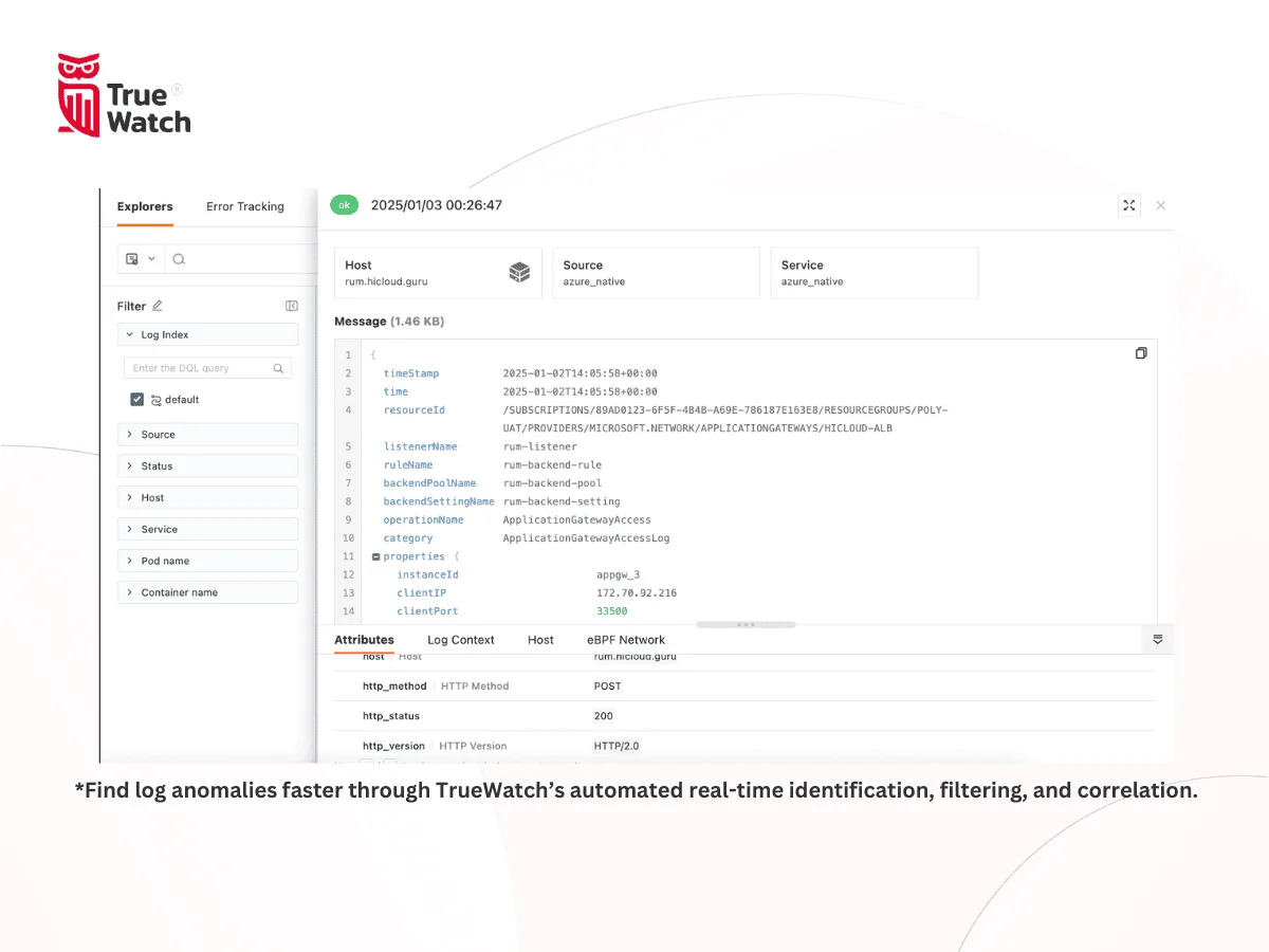 TrueWatch Log Monitoring Analysis Find Log Anomalies Faster Real-Time
