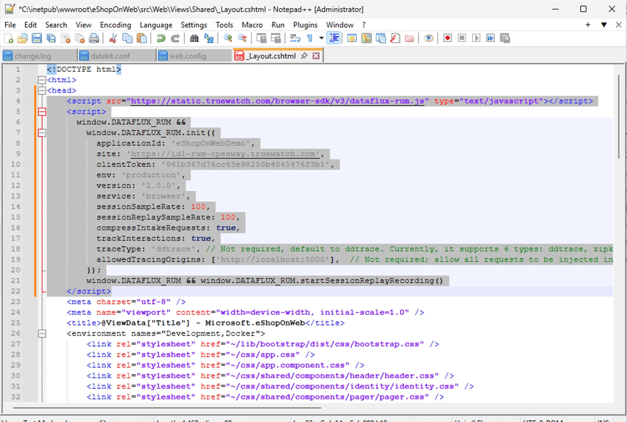 TrueWatch eshoponweb Enable RUM 2